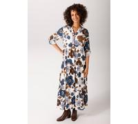 Maxikleid ANISTON CASUAL, Damen, Gr. 40, N-Gr, wollweiß, marine, braun, rauchblau, dunkelbraun, Web, Obermaterial: 100% Viskose, bedruckt, geblümt, figurumspielend knöchelfrei, V-Ausschnitt, Krempelär