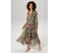 Maxikleid ANISTON CASUAL, Damen, Gr. 44, N-Gr, bunt (grün, lavendel, sand, zimt, dunkelgrün, oliv, lila, weinrot, orange, apricot), Chiffon, Obermaterial: 100% Polyester. Futter: 100% Polyester, bedru