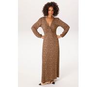 Maxikleid ANISTON CASUAL, Damen, Gr. 44, N-Gr, dunkelbraun, braun, hellbeige, Single Jersey, Obermaterial: 95% Viskose, 5% Elasthan, Paisley, gemustert, figurbetont knöchelfrei, V-Ausschnitt, elastisc
