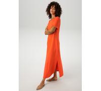 Maxikleid ANISTON CASUAL, Damen, Gr. 44, N-Gr, orange, Jersey, Obermaterial: 47% Polyester, 47% Viskose, 6% Elasthan, unifarben, figurumspielend knöchelfrei, Rundhals, Kleider Maxikleid, mit Seitensch
