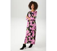 Maxikleid ANISTON CASUAL, Damen, Gr. 44, N-Gr, schwarz, pink, fuchsia, salbei, hellgrün, Web, Obermaterial: 100% Viskose, geblümt, bedruckt, Batikmuster, feminin, lässig geschnitten knöchelfrei, Rundh