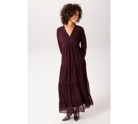 Maxikleid ANISTON CASUAL, Damen, Gr. 46, N-Gr, Langarm, Georgette, bordeaux, Georgette, Obermaterial: 100% Polyester. Futter: 100% Polyester, unifarben, figurumspielend knöchelfrei, V-Ausschnitt, elas