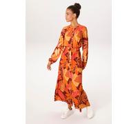 Maxikleid ANISTON CASUAL, Damen, Gr. 46, N-Gr, orange, bordeaux, pink, schilf, hellbordeaux, sand apricot, Web, Obermaterial: 100% Viskose, bedruckt, figurumspielend knöchelfrei, Rundhals, 1-Knopf-Man