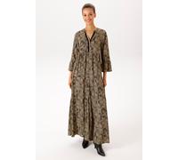 Maxikleid ANISTON CASUAL, Damen, Gr. 46, N-Gr, schwarz, beige, Web, Obermaterial: 100% Viskose, Glitzerstreifen, bedruckt, gemustert, lässig geschnitten knöchelfrei, V-Ausschnitt, Volant, Kleider Maxi
