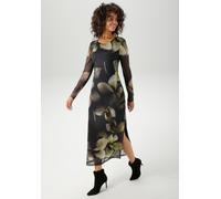 Maxikleid ANISTON CASUAL, Damen, Gr. 46, N-Gr, schwarz (schwarz, sand, lindgrün, moosgrün, grün, dunkelgrün, taupe, flieder, dunkelbraun, braun), Mesh, Obermaterial: 95% Polyester, 5% Elasthan. Futter