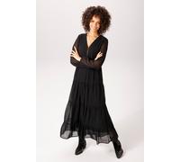 Maxikleid ANISTON CASUAL, Damen, Gr. 48, N-Gr, schwarz, Georgette, Obermaterial: 100% Polyester. Futter: 100% Polyester, unifarben, figurumspielend knöchelfrei, V-Ausschnitt, elastischer Bund mit Gumm