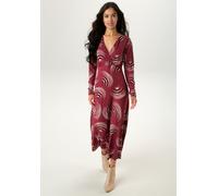 Maxikleid ANISTON SELECTED, Damen, Gr. 36, N-Gr, bordeaux, beige, schwarz, Jersey, Obermaterial: 95% Viskose, 5% Elasthan, bedruckt, gemustert, figurumspielend knöchelfrei, V-Ausschnitt, Kleider Maxik