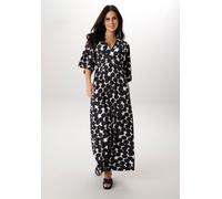 Maxikleid ANISTON SELECTED, Damen, Gr. 38, N-Gr, blau (marine, weiß), Single Jersey, Obermaterial: 95% Viskose, 5% Elasthan, bedruckt, gemustert, lässig geschnitten lang, V-Ausschnitt, weit, Kleider M