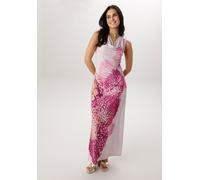 Maxikleid ANISTON SELECTED, Damen, Gr. 38, N-Gr, rosa, pink, beige, Jersey, Obermaterial: 95% Polyester, 5% Elasthan, figurbetont lang, Wasserfallausschnitt, Kleider Maxikleid, vorne mit diagonal verl