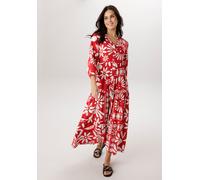 Maxikleid ANISTON SELECTED, Damen, Gr. 38, N-Gr, rot, sanftes weiß, Web, Obermaterial: 100% Viskose, bedruckt, geblümt, gemustert, figurumspielend knöchelfrei, V-Ausschnitt, 1-Knopf-Manschette, Kleide