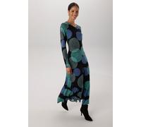 Maxikleid ANISTON SELECTED, Damen, Gr. 40, N-Gr, bunt (marine, türkis, schwarz), Jersey, Obermaterial: 95% Viskose, 5% Elasthan, bedruckt, gemustert, figurumspielend knöchelfrei, Rundhals, Kleider Max