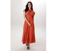 Maxikleid ANISTON SELECTED, Damen, Gr. 40, N-Gr, orange (bronze), Web, Obermaterial: 100% Viskose, unifarben, figurumspielend ca. Mitte Wade, Rundhals, Kleider Maxikleid, mit gebogener Unterbrustnaht