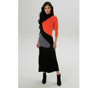Maxikleid ANISTON SELECTED, Damen, Gr. 40, N-Gr, schwarz (terra, schwarz, grau), Jersey, Obermaterial: 95% Polyester, 5% Elasthan, unifarben mit Farbeinsätzen, figurbetont wadenlang, Kleider Maxikleid