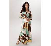 Maxikleid ANISTON SELECTED, Damen, Gr. 42, N-Gr, natur, ockergelb, braun, türkis, petrol, Single Jersey, Obermaterial: 95% Viskose, 5% Elasthan, bedruckt, geblümt, gemustert, lässig geschnitten lang,