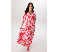 Maxikleid ANISTON SELECTED, Damen, Gr. 42, N-Gr, rot, weiß, rosa, Single Jersey, Obermaterial: 95% Viskose, 5% Elasthan, bedruckt, geblümt, gemustert, gestreift, lässig geschnitten lang, V-Ausschnitt,