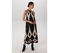 Maxikleid ANISTON SELECTED, Damen, Gr. 42, N-Gr, schwarz (schwarz, beige, camel, schoko), Web, Obermaterial: 100% Viskose, bedruckt, gemustert, figurumspielend wadenlang, Neckholder, Kleider Maxikleid