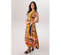 Maxikleid ANISTON SELECTED, Damen, Gr. 44, N-Gr, ockergelb, orange, wollweiß, marine, rosa, Jersey, Obermaterial: 95% Viskose, 5% Elasthan, bedruckt, gemustert, gepunktet, figurbetont knöchelfrei, V-A