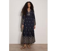 Maxikleid APRICOT "Boho-Maxikleid", Damen, Gr. S (36), N-Gr, blau (navy), gewebt, Obermaterial: 88% Viskose CV. 12% Nylon NY., uni, V-Ausschnitt, Kleider Maxikleid, mit Stickerei (48501760-36) navy