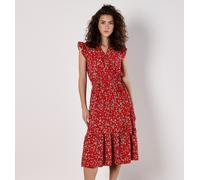 Maxikleid APRICOT "Geblümtes Bardot-Maxikleid", Damen, Gr. M (38), N-Gr, rot, Obermaterial: 60% Viskose LENZING ECOVERO CV LenzEcov. 40% Viskose CV., geblümt, Kleider Maxikleid, mit Smokdetails (82850
