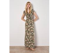 Maxikleid APRICOT "Jasmine Maxikleid in Wickeloptik", Damen, Gr. L (40), N-Gr, grün (khaki), gewebt, Obermaterial: 100% Viskose CV., geblümt, schmal, Kleider Maxikleid, mit Blumenmuster (14819526-40)
