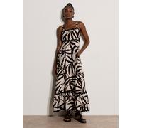 Maxikleid APRICOT "Langes, gemustertes Kleid", Damen, Gr. L (40), N-Gr, weiß (stein), gewebt, Obermaterial: 85% Viskose CV. 15% Nylon NY., gemustert, Kleider Maxikleid, mit Smockdetails (13614454-40)