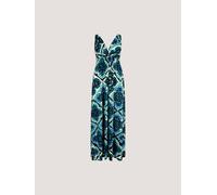 Maxikleid APRICOT "Maxikleid", Damen, Gr. S (36), N-Gr, blau (aqua), Obermaterial: 95% Polyester PES. 5% Elasthan EL., gemustert, figurbetont, tiefer V-Ausschnitt, Kleider Maxikleid, mit Kacheldruck (