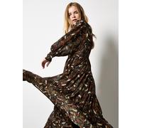Maxikleid APRICOT "Maxikleid", Damen, Gr. XL (42), N-Gr, grün (khaki), gewoben, Obermaterial: 100% Polyester PES., gemustert, normal, V-Ausschnitt, breit gesmokt, Kleider Maxikleid, im Ikat-Design (57