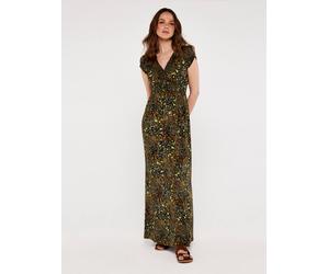 Maxikleid APRICOT "Maxikleid", Damen, Gr. XS (34), N-Gr, grün (khaki), Obermaterial: 100% Viskose CV., gemustert, mit Gummizug, Kleider Maxikleid, mit Animal-Print (59127869-34) khaki