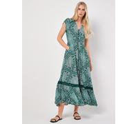 Maxikleid APRICOT "Maxikleid", Damen, Gr. XS (34), N-Gr, grün, Obermaterial: 100% Viskose CV., gemustert, Kleider Maxikleid, mit bestickter Bordüre (11442339-34) grün