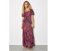 Maxikleid APRICOT "Maxikleid im Boho Stil", Damen, Gr. L (40), N-Gr, lila, gewebt, Obermaterial: 100% Viskose LENZING ECOVERO CV LenzEcov., gemustert, Puffärmel Elastisch, Kleider Maxikleid, mit Folk-