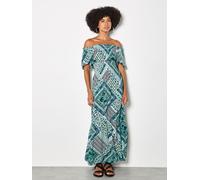 Maxikleid APRICOT "Maxikleid im Boho Stil", Damen, Gr. M (38), N-Gr, blau, gewebt, Obermaterial: 100% Viskose LENZING ECOVERO CV LenzEcov., gemustert, Puffärmel Elastisch, Kleider Maxikleid, mit Folk-