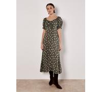 Maxikleid APRICOT "Midikleid", Damen, Gr. XS (34), N-Gr, grün (khaki), Obermaterial: 100% Viskose CV., geblümt, normal, eckiger Ausschnitt, Puffärmel, Kleider Maxikleid, mit Puffarmen (68869319-34) kh