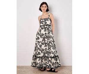 Maxikleid APRICOT "Monochromes Sarasa Maxikleid", Damen, Gr. S (36), N-Gr, beige (creme), gewebt, Obermaterial: 83% Viskose CV. 17% Polyester PES., geblümt, V-Ausschnitt, Kleider Maxikleid, mit Blumen