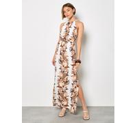 Maxikleid APRICOT "Neckholder Maxikleid", Damen, Gr. XL (42), N-Gr, beige (creme), gewebt, Obermaterial: 100% Viskose LENZING ECOVERO CV LenzEcov., bedruckt, Kleider Maxikleid, mit Gürtel (64525648-42