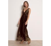 Maxikleid APRICOT "Paisley-Maxikleid", Damen, Gr. M (38), N-Gr, schwarz, gewebt, Obermaterial: 95% Polyester PES. 5% Elasthan EL., gemustert, normal, V-Ausschnitt, Kleider Maxikleid, mit Taillenband (