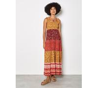Maxikleid APRICOT "Patchwork-Maxikleid", Damen, Gr. XS (34), N-Gr, orange, gewebt, Obermaterial: 100% Viskose LENZING ECOVERO CV LenzEcov., geblümt, Kleider Maxikleid, mit Blumen- und Paisley-Muster (