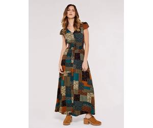 Maxikleid APRICOT "Patchworkkleid", Damen, Gr. S (36), N-Gr, braun, gewebt, Obermaterial: 100% Viskose CV., gemustert, V-Ausschnitt, Fledermausärmel, Kleider Maxikleid, mit Smokdetails (85013523-36) b