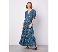 Maxikleid APRICOT "Sarasa Maxikleid", Damen, Gr. S (36), N-Gr, blau (navy), gewebt, Obermaterial: 100% Viskose CV., gemustert, normal, V-Ausschnitt, Puffärmel, Kleider Maxikleid, mit Blumenmuster (906