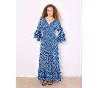 Maxikleid APRICOT "Swirl Smock Maxikleid", Damen, Gr. XS (34), N-Gr, blau, Obermaterial: 100% Viskose CV., gemustert, Kleider Maxikleid, mit Rüschenärmeln (28104860-34) blau