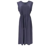 Maxikleid aus Bio-Baumwolle, langes Basic Kleid mit Gürtel, dunkelblau, M | Elegantes Design, U-Ausschnitt, seitliche Schlitze, lockere Passform, ideal für Alltag und besondere Anlässe.