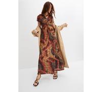 Maxikleid BONPRIX, Damen, Gr. 32/34 (XS), N-Gr, bunt (braun, oliv bedruckt), Obermaterial: 95% Polyester, 5% Elasthan, ausgestellt, Kleider Maxikleid, ausgestellte Passform, aus Jersey-Material aus Po