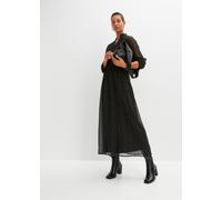 Maxikleid BONPRIX, Damen, Gr. 36, N-Gr, schwarz (schwarz, gold), Obermaterial: 90% Polyester, 10% metallisierte Fasern. Futter: 100% Polyester, ausgestellt, Kleider Maxikleid, mit Knopfleiste, aus Pol