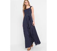 Maxikleid BONPRIX, Damen, Gr. 40/42 (M), N-Gr, blau (dunkelblau gepunktet), Obermaterial: 95% Viskose, 5% Elasthan, regular fit, Kleider Maxikleid, für Frühjahr und Sommer, aus Viskose und Elasthan, ä