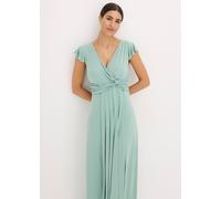 Maxikleid BONPRIX, Damen, Gr. 40/42 (M), N-Gr, pastellgrün (länge: regulär), Obermaterial: 95% Polyester, 5% Elasthan, festlich, schmal, Kleider Maxikleid, für festliche Anlässe, mit kurzem Arm und Mi