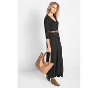 Maxikleid BONPRIX, Damen, Gr. 40/42 (M), N-Gr, schwarz, Obermaterial: 95% Viskose, 5% Elasthan, A-Linie, Kleider Maxikleid, für Casualmode im Frühjahr und Sommer, A-Linie, mit 3/4-Ärmeln (33738964-40)