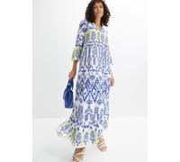 Maxikleid BONPRIX, Damen, Gr. 40, N-Gr, weiß (weiß, blau, grün bedruckt), Obermaterial: 100% Viskose, ausgestellt, Kleider Maxikleid, für besondere Anlässe, aus Viskose, ausgestellte Passform (2894666