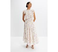 Maxikleid BONPRIX, Damen, Gr. 42, N-Gr, beige (naturbeige, zartflieder geblümt), Obermaterial: 100% Baumwolle. Futter: 100% Baumwolle, ausgestellt, Kleider Maxikleid, aus reiner Baumwolle, ausgestellt