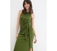 Maxikleid BONPRIX, Damen, Gr. 44/46 (L), N-Gr, grün (dunkelmoos), Obermaterial: 100% Baumwolle, unifarben, bequem, Rundhals, Kleider Maxikleid, für verschiedene Anlässe im Alltag, aus reiner Baumwolle