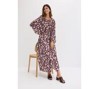 Maxikleid BONPRIX, Damen, Gr. 46, N-Gr, lila (kakaobraun geblümt), Obermaterial: 100% Viskose, lässig geschnitten, Kleider Maxikleid, lässig geschnitten, mit Langarm (21604833-46) kakaobraun geblümt