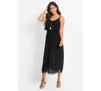 Maxikleid BONPRIX, Damen, Gr. 46, N-Gr, schwarz, Obermaterial: 100% Viskose. Futter: 100% Viskose. Spitze: 100% Baumwolle, lässig geschnitten, Kleider Maxikleid, lässige Passform, elastischer Gummibun